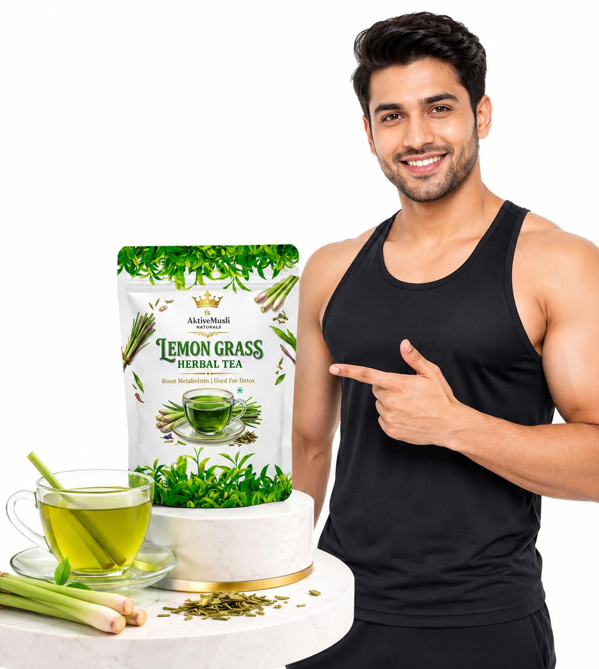 Lemongrass Herbal Green Tea Leaves - 100g | Whole Leaf Tea| 100% Natural Tea-image-16