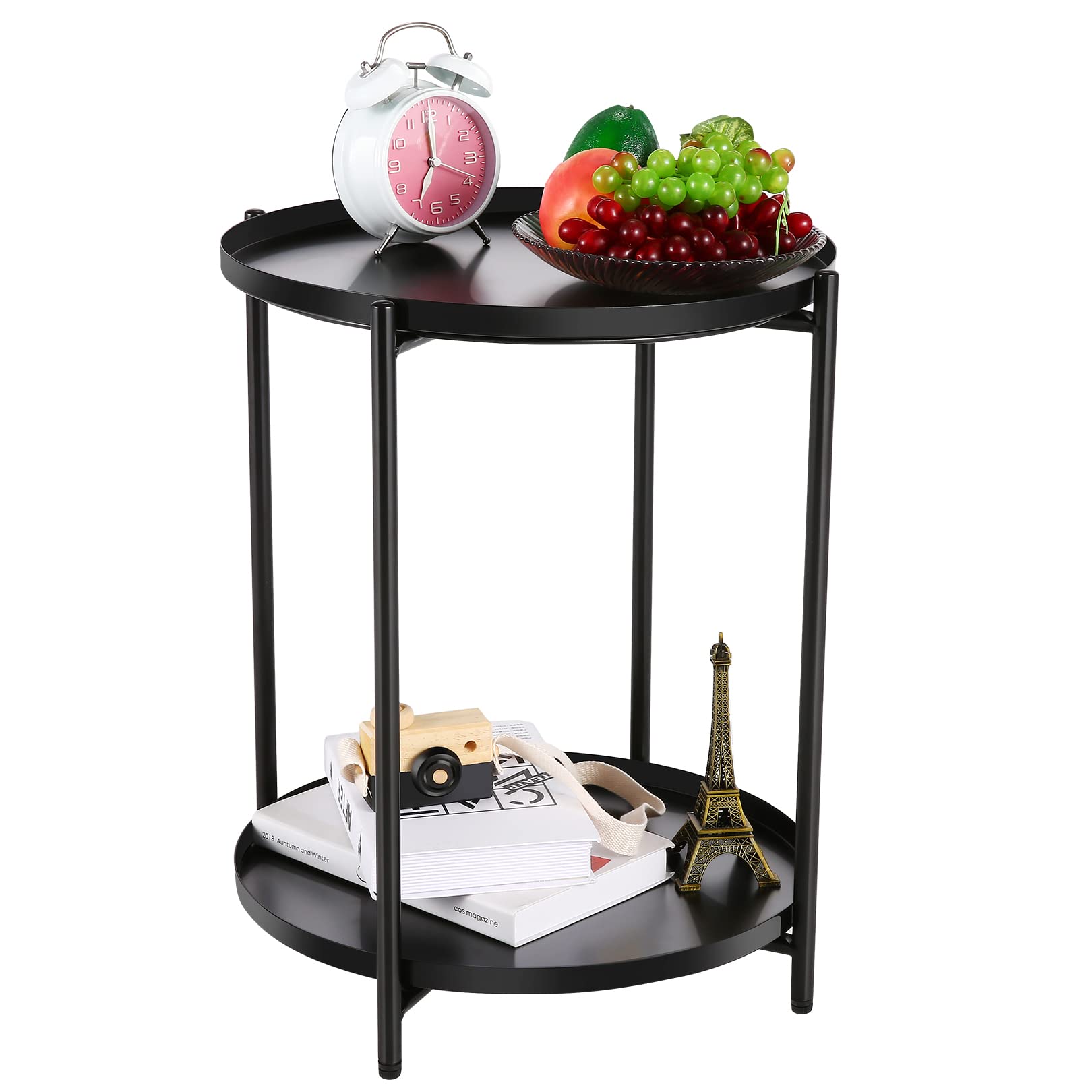 Buy farexon 2Tier Black Side Table, Metal Small Outdoor Side Table