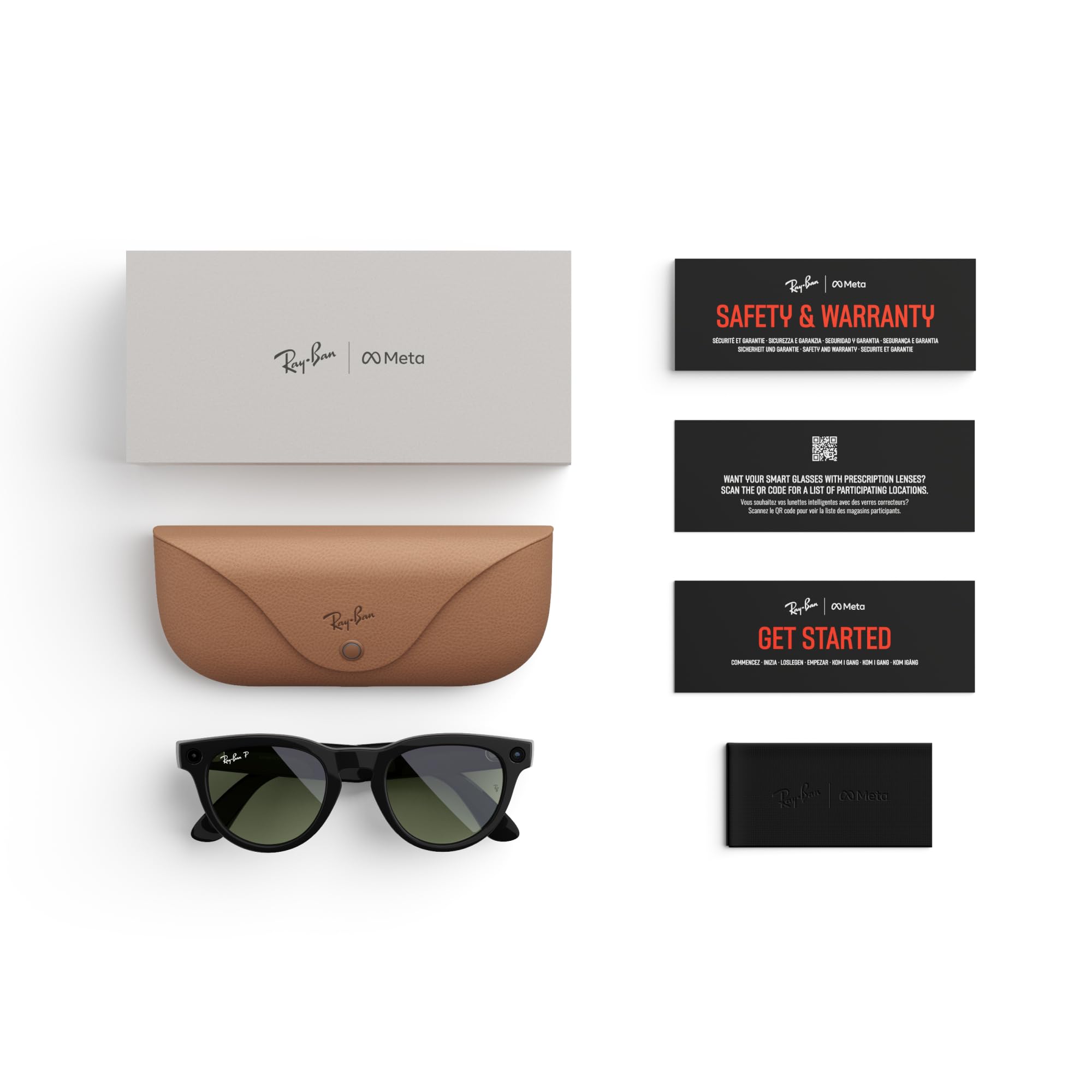 Ray-Ban Meta Headliner glasses with Meta AI | Built-In HD 12 MP Camera | Open Ear Speakers with Mic | Charging Case - Shiny Black, Polarized G15 Green (Standard Size) : Amazon.com.au: