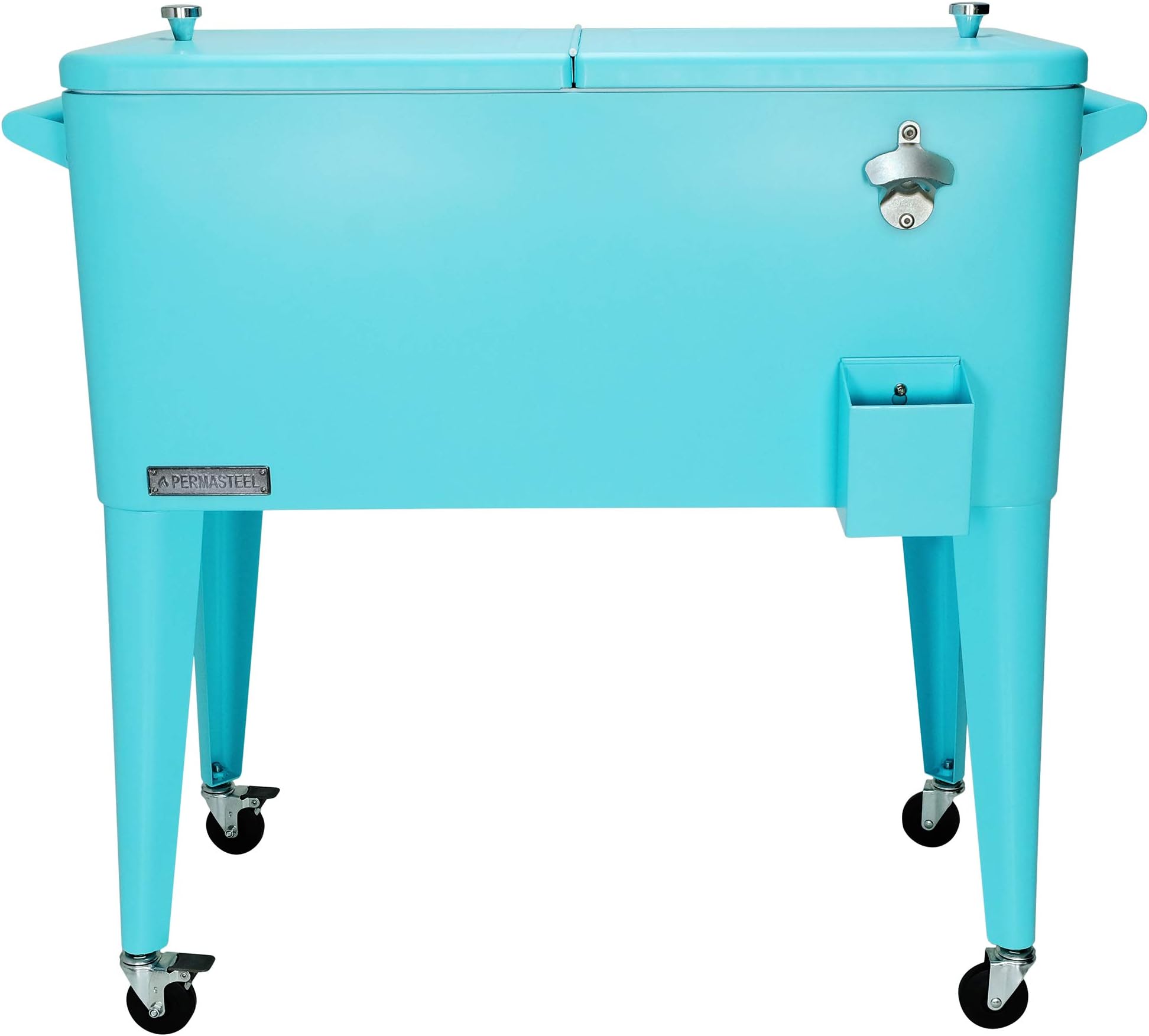 Permasteel PS-203-TURQ-AM 80 Quart Portable Rolling Patio Cooler, Turquoise