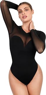 Shapewear Bodysuit For Women Tummy Control Long Sleeve Thong Bodysuit With Built In Bra Fall Outfits For Women 2023