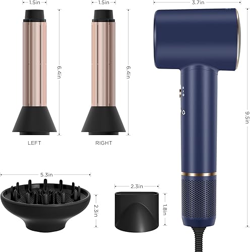 Miniatura 8 de PARWIN PRO BEAUTY Secador de pelo Air-Sonic con difusor, pantalla LED HD y secador iónico de alta velocidad de 110.000 RPM, rizadores de envoltura