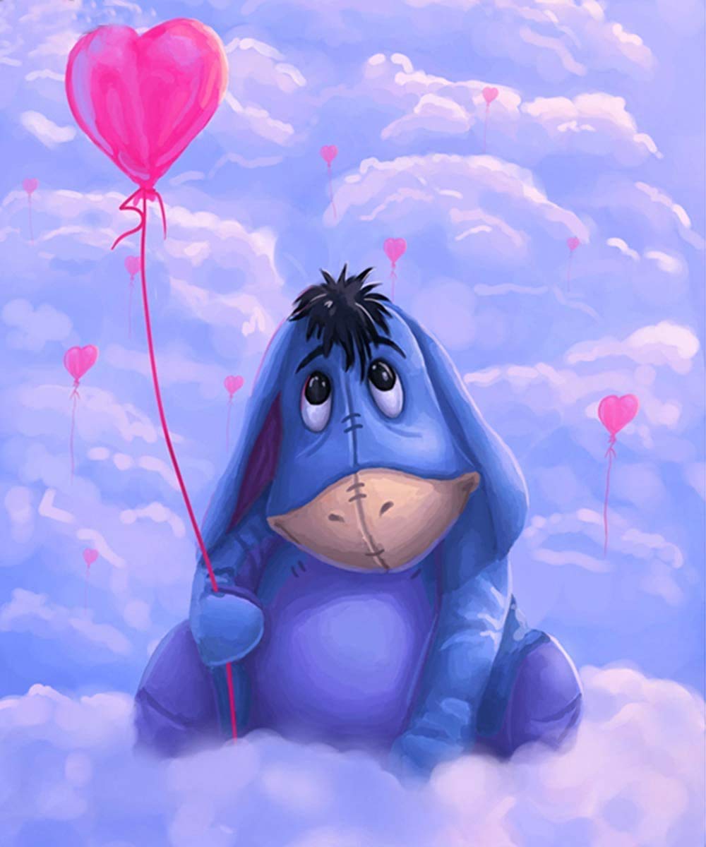 HL Lospeces Diamond Painting Kits for Adults and Kids, Full Drill Round Rhinestone Paint with Diamonds, Winnie The Pooh Eeyore Diamond Art and kits (12X16 Inch)