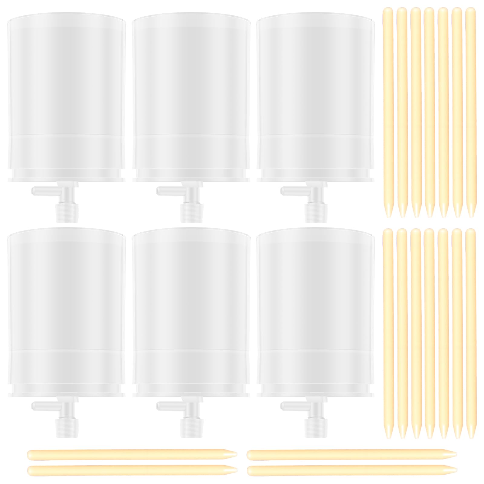 6 Pcs Adjustable Moss Pole Watering Dripper, Stackable Self Watering Planter Insert with Flow Control, 220ML Slow Release Plant Water Globes Devices & Spikes for Monstera Epipremnum