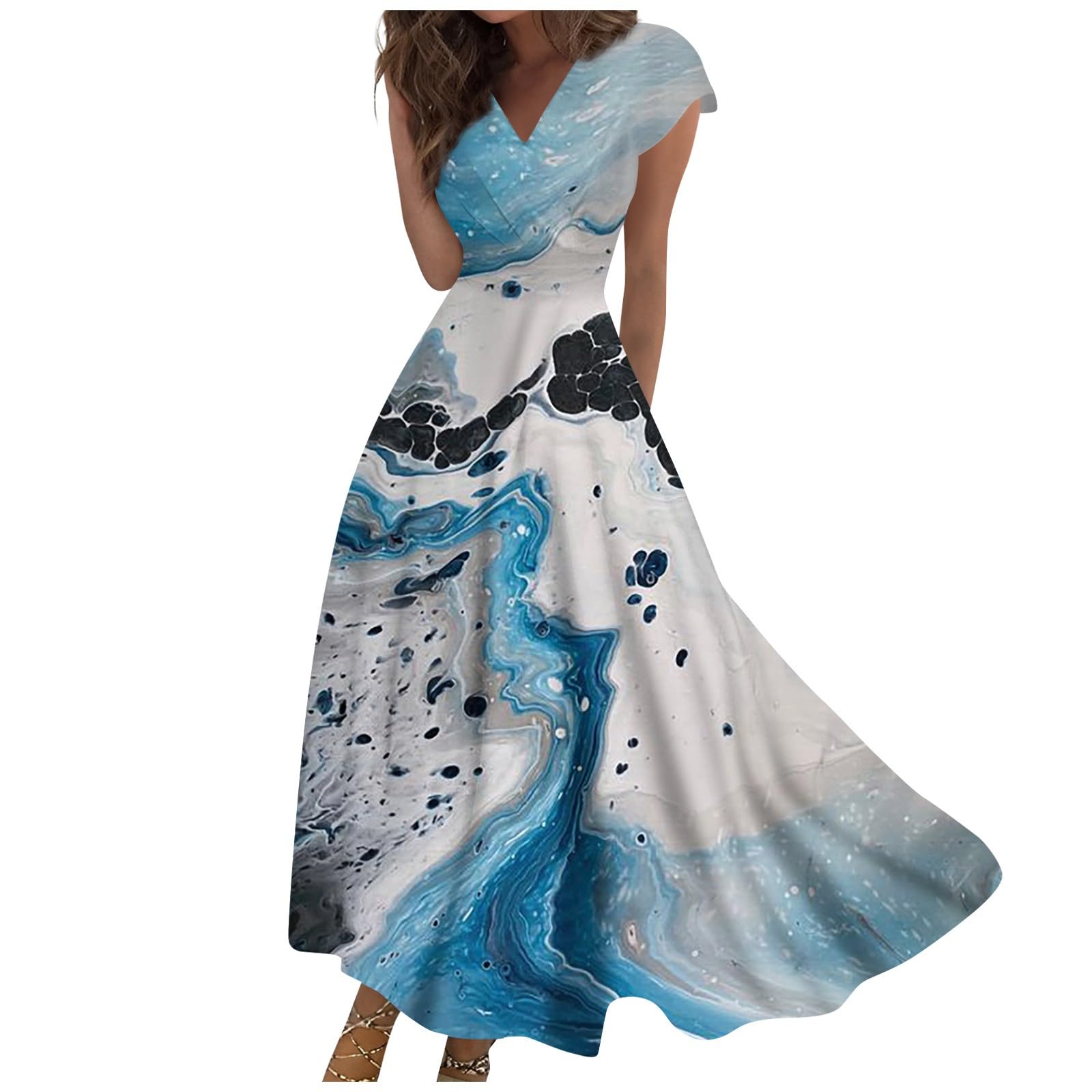 Women's Long Dress Maxi Casual Chiffon Dresses Swing Solid Color Casual Mature Outdoor Daily Date Ruffled Short Dress