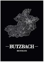 JUNIWORDS Stadtposter - Wähle Deine Stadt - Butzbach - 21 x 30 cm Poster - Schrift A - Schwarz