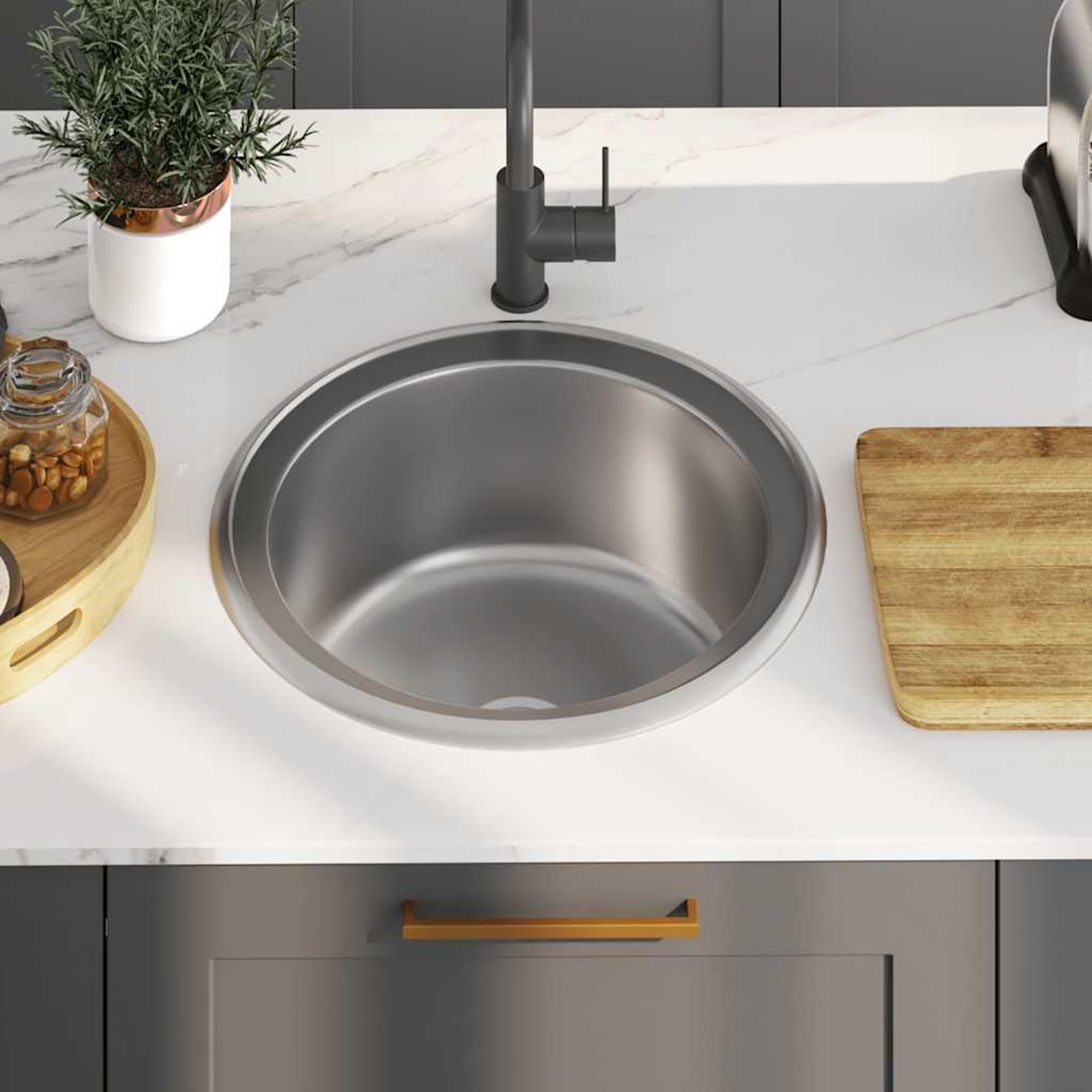 Gecheer Fregadero de Cocina de Acero Inoxidable Profundo, Resistente a Manchas y arañazos, con colador y sifón Modelo LYKLRZJ-145071ES