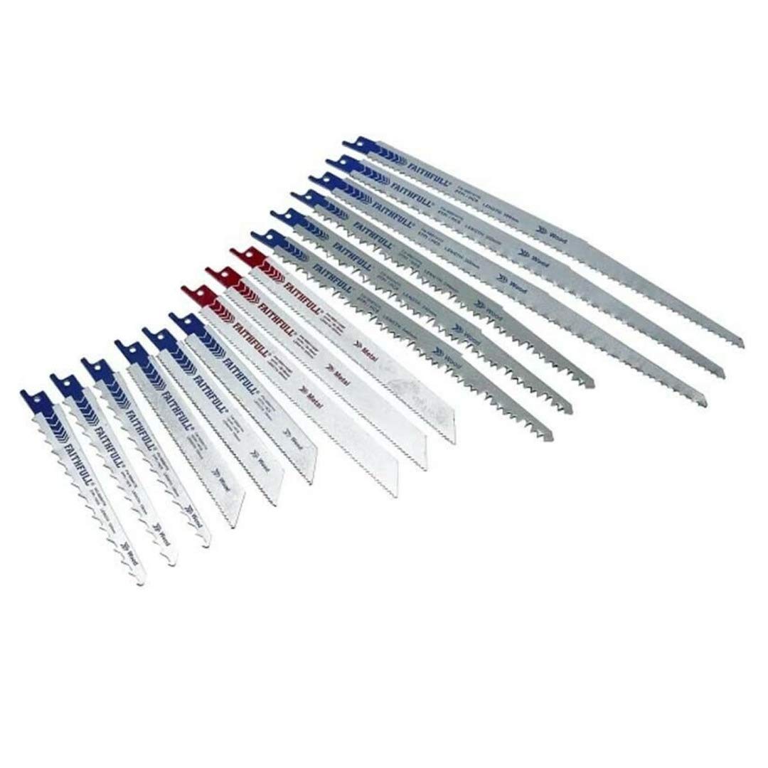 Faithfull FAISBSSET15M - Set di Lame per Seghetto Alternativo, Lame per Seghetto, 15 pezzi, per Legno e Metallo