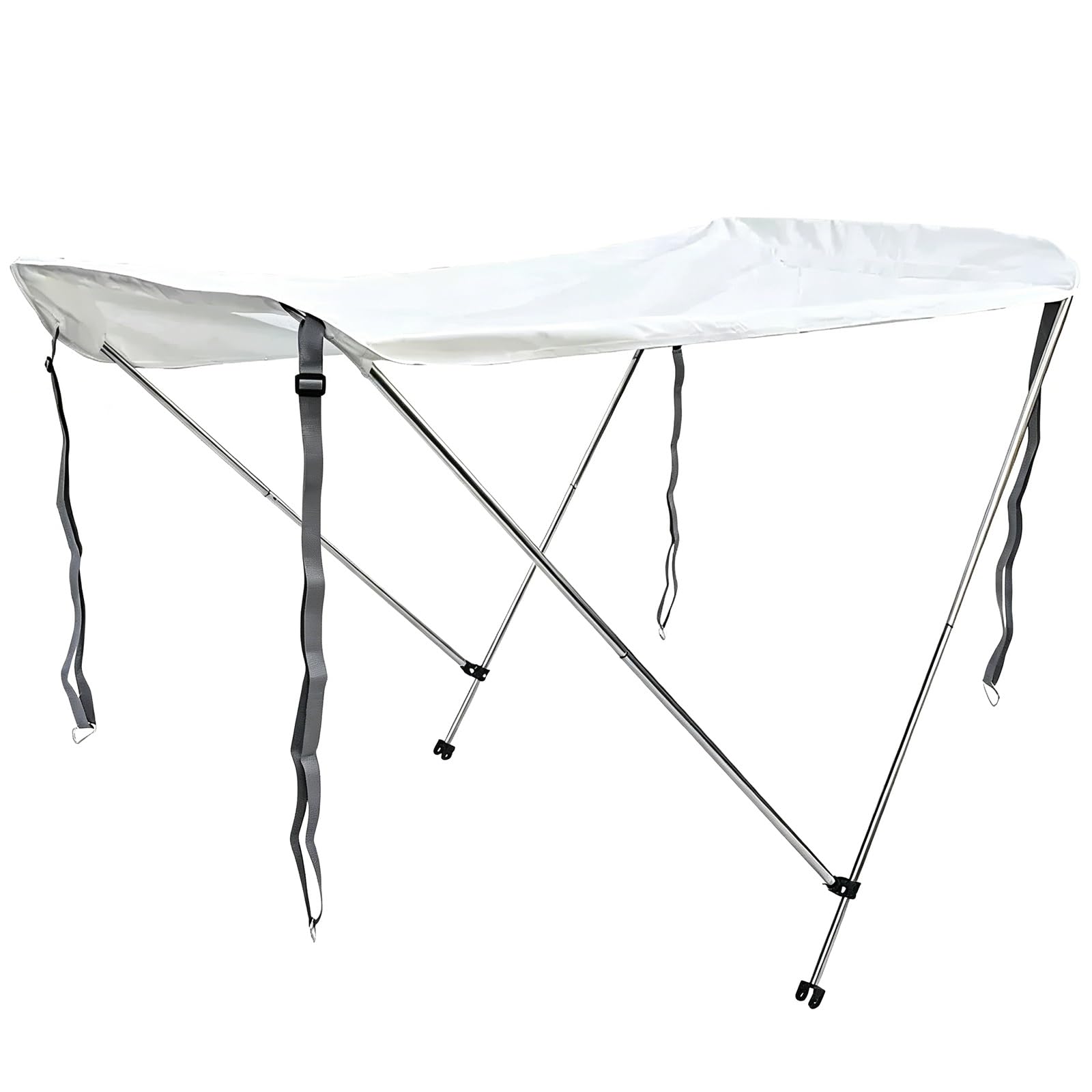 Tendalino Barca 2 Archi, Oxford 600D Idrorepellente, Telaio Alluminio con Giunti Inox, Pieghevole, Parasole per Pesca, Pontoni e Gommoni, 140 x 100 x 115 cm, Bianco