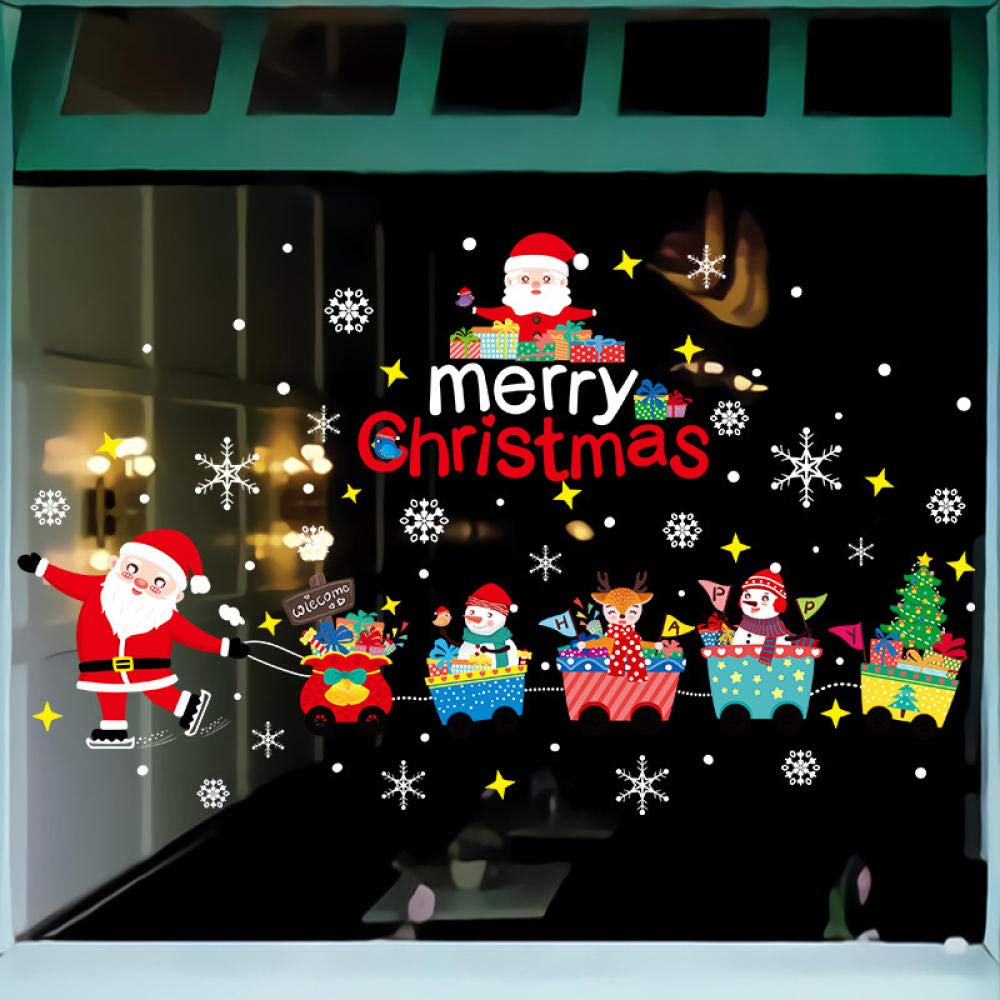 Stickers muraux autocollants de Noël train sans colle repositionnables