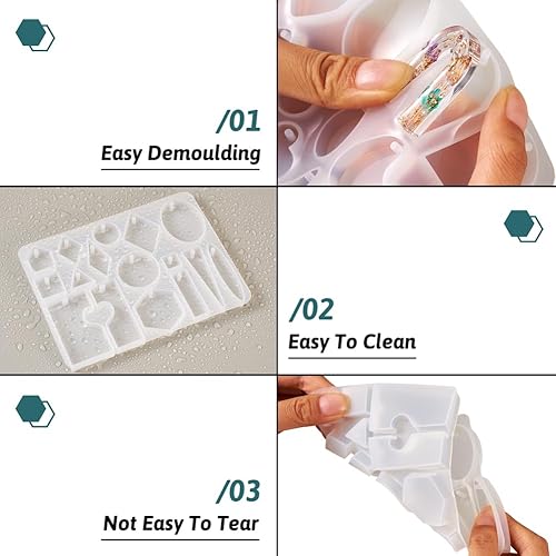 Miniatura 7 de 2 moldes geométricos de silicona para colgantes de forma irregular, moldes de fundición de resina para aretes, collares, llaveros, resina epoxi,