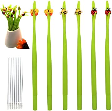 Cute Insect Pen Ladybug pens Plant Pens with Bugs Bee Butterfly Pen Bendable Nature Themed Stationery 16 pcs Including 6 pieces +10 pcs refills
