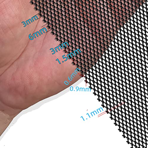 Image of Silver Universal 40 inchx13 inch Car Grill Mesh - Aluminum Alloy Automotive Grille Insert Bumper Rhombic Hole (Black 3x6mm)