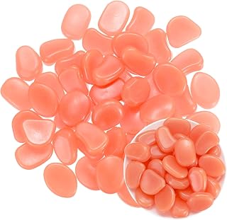 M METERXITY 20-Pack Glow in The Dark Rocks, 1.77" Resin Outdoor Garden Decorations Luminous Pebbles Stones for Garden Plants/Aquarium/Backyard Path, Aquarium Gravel [Red]