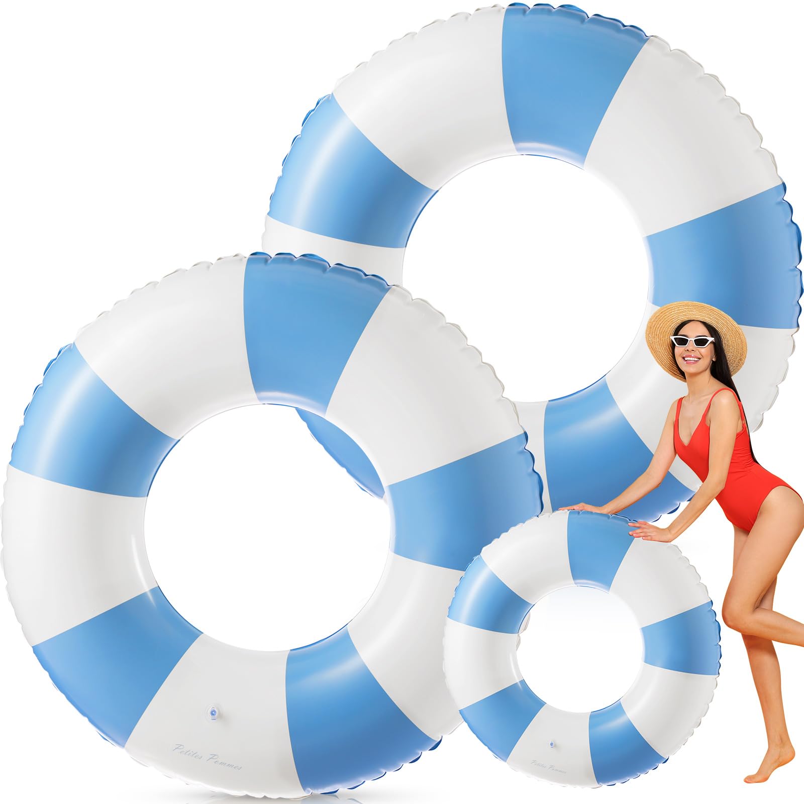 47.24 Inch Swimming Ring Jumbo Pool Floats Striped Pool Rings Inflatable Tube for Adult Swimming Summer Beach Bachelorette Wedding Party Decor