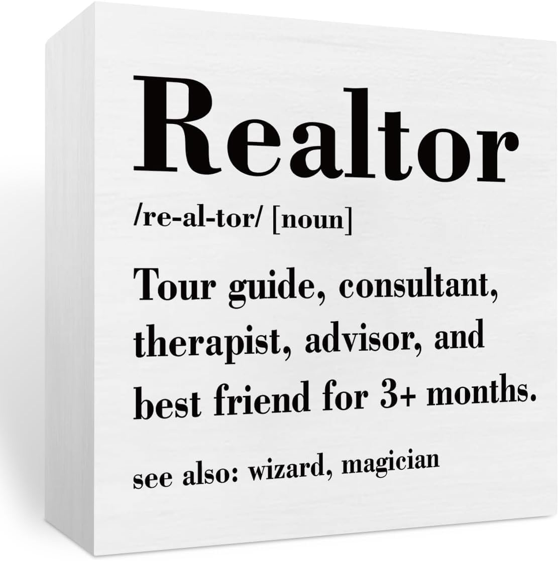 7x7 Inch Realtor Box Sign, Funny Desk Decor, Farmhouse Wood Block