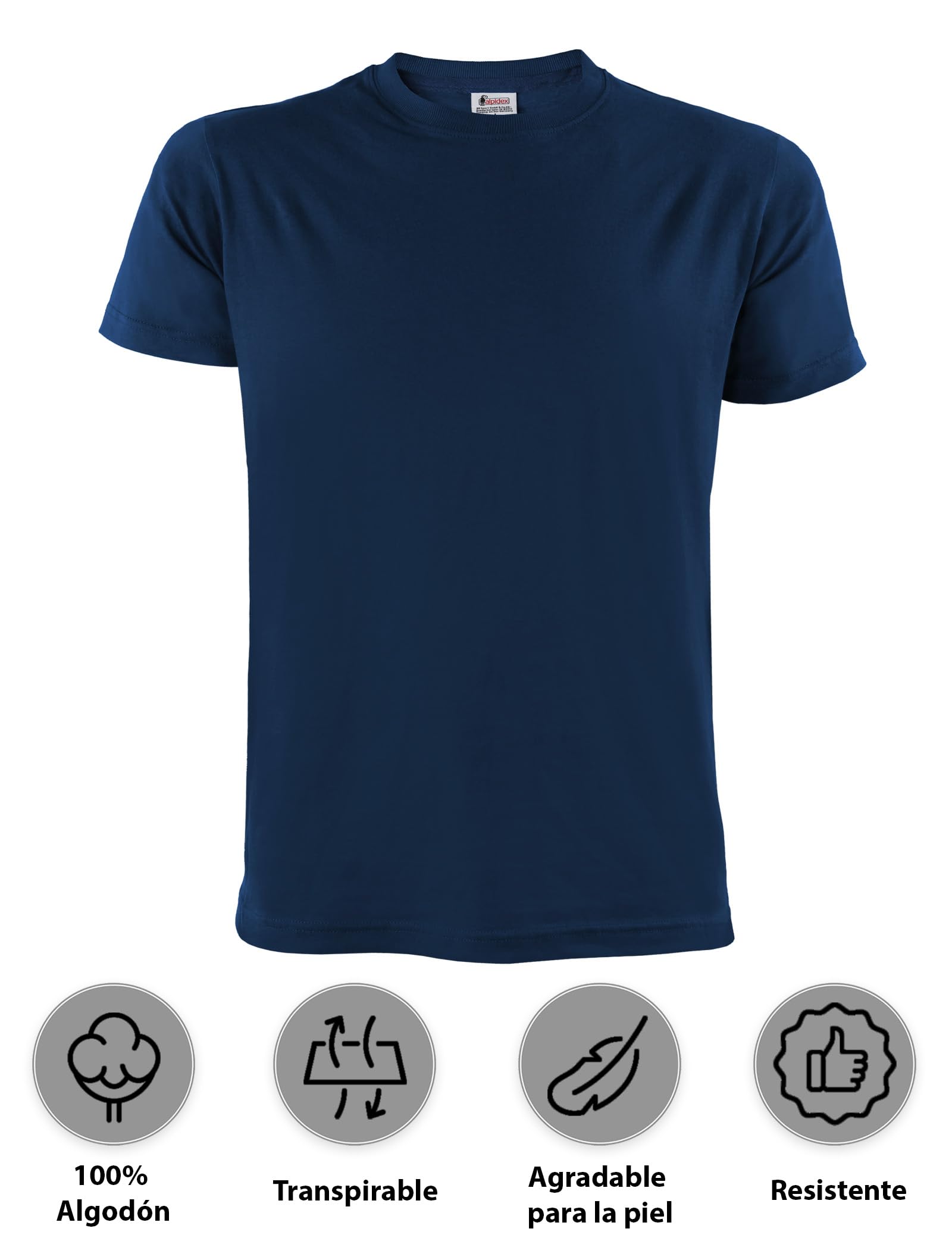 ALPIDEX T-Shirt Camisetas Hombre Pack de 5 Cuello Redondo 100% Algodón Unicolor Corta Shirt Men Camisa de Manga Casual S M L XL XXL 3XL 4XL 5XL — view 2
