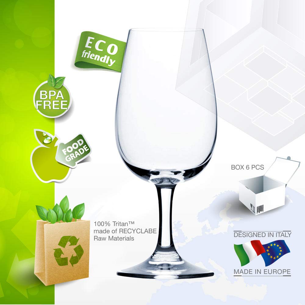 Verkostungsglas INAO aus Kunststoff Tasting Glas Nosing Glas Plastik Transparent 220 cl. Set 6 Stück