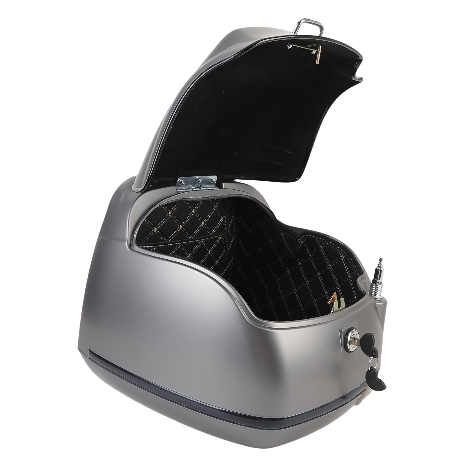 Fafeicy Kufer Górny Motocykla 38L ABS Metalowy Kufer Tylny z Zamkiem i płytą dolną Mieści Pełnowymiarowy Wodoodporny futerał do Przechowywania Motocykli i Skuterów (GRAY)