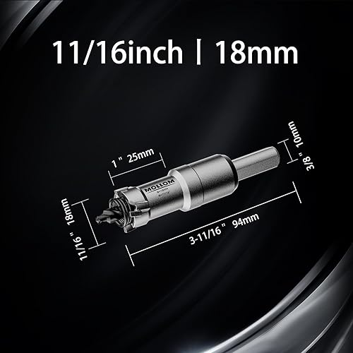 Miniatura 67 de Mollom Sierra perforadora de carburo resistente (2-1/2 pulgadas 2.520 in) con 2 brocas piloto, corte de agujeros de acero inoxidable, acero suave