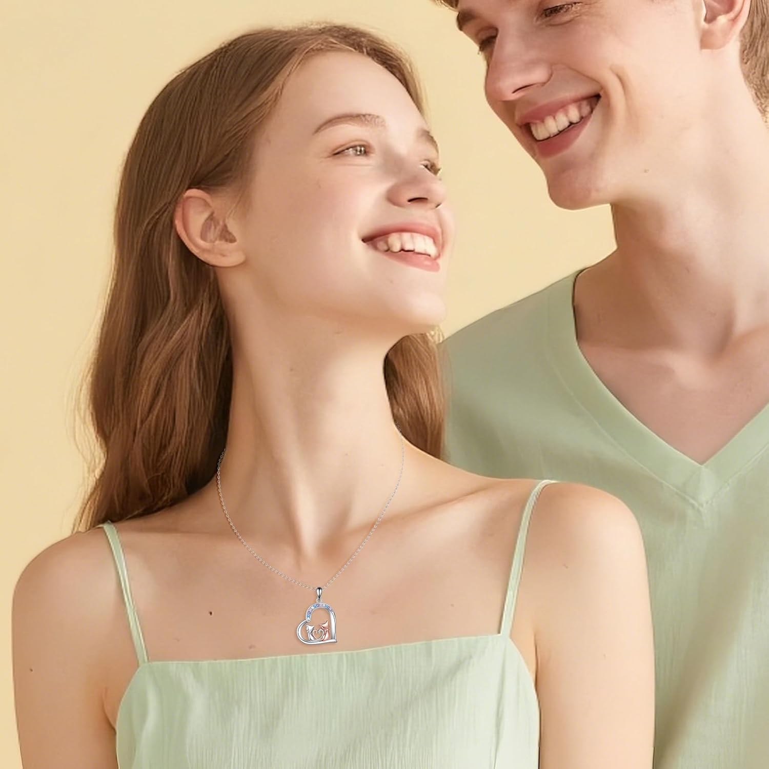 AXELUNA Cat Necklace 925 Sterling Silver Two Cats Pendant Cute Animal Jewelry Gift for Women - Image 6