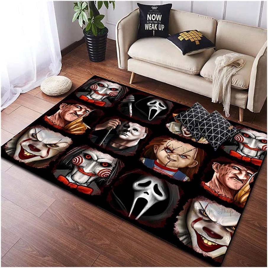 TONATO Alfombras de área Personajes de películas de Terror Halloween House House Alfombras de la Sala de Estar Decoración de la Sala Mats de la Sala de Estar,140 * 200cm