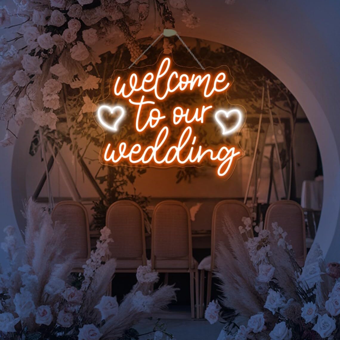 Letrero de neón personalizable con texto en inglés «Welcome to Our Wedding» para decoración de recepción de boda, luces de neón personalizadas
