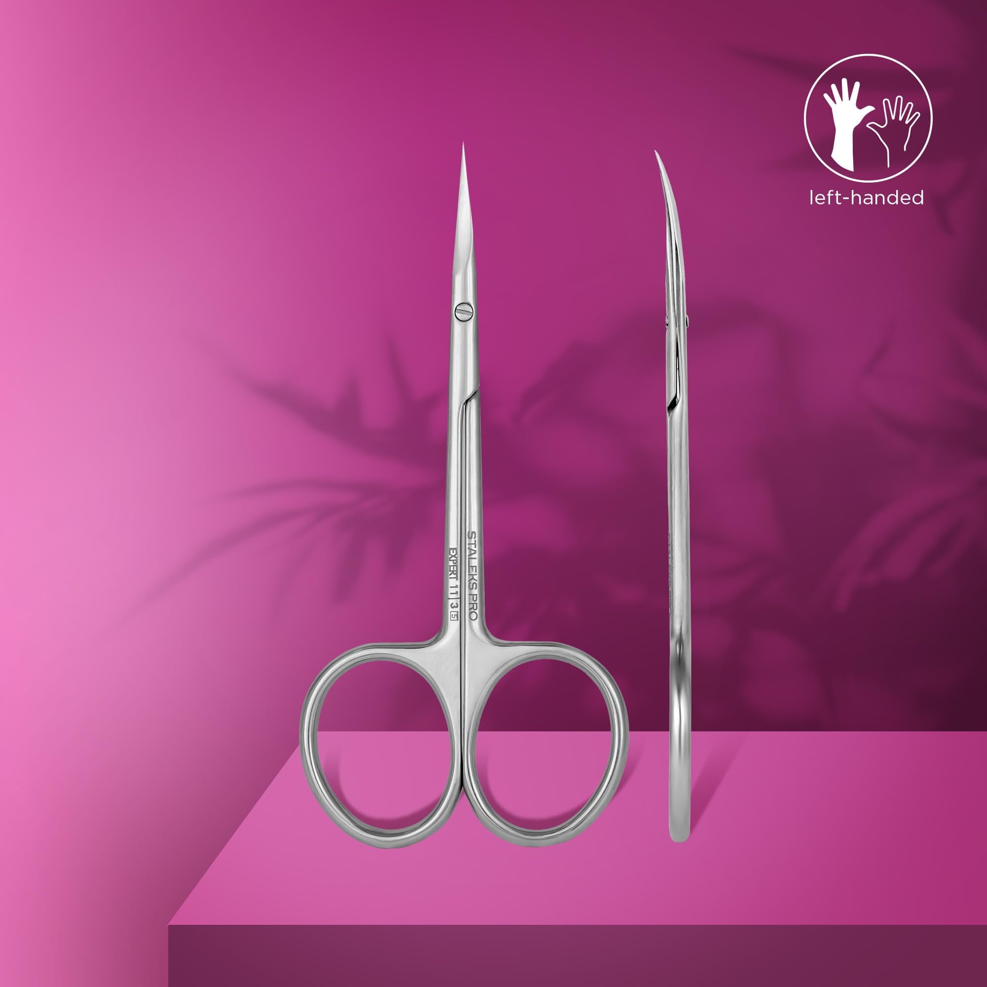 STALEKS PRO by Natury Nails Forbici professionali per cuticole per mancini. Anelli ergonomici. Acciaio inossidabile. Expert SE 11/3