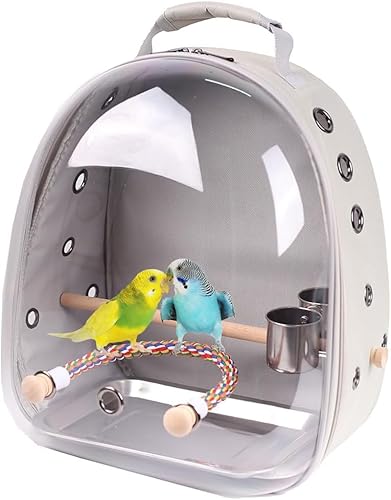 image for halinfer Bird Traval Carrier Cage, Multi Vent Holes Clear Space Capsul