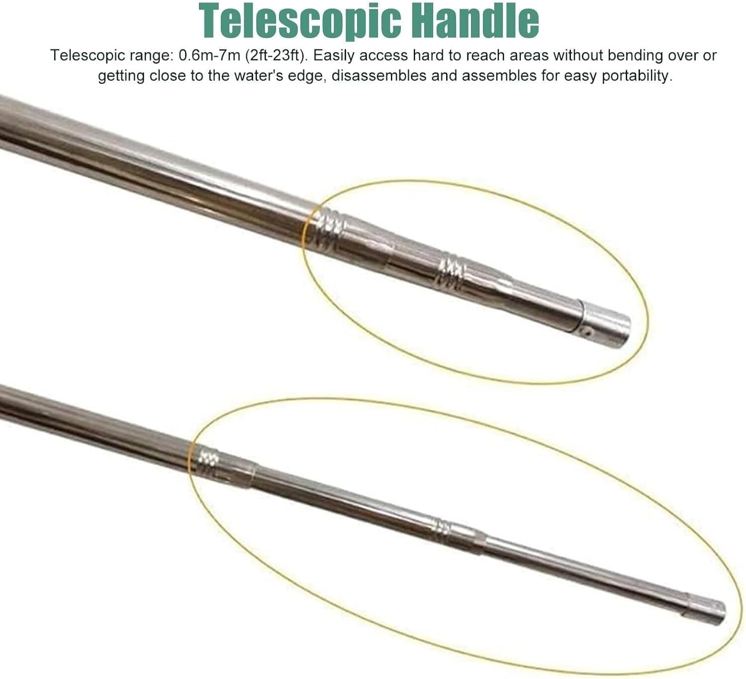 Tige de prélèvement en Acier Inoxydable Kit d'échantillonnage d'eau télescopique de 1000ml, Tige d'échantillonnage en Acier Inoxydable avec bécher gradué(1.5m-7m(5ft-23ft))