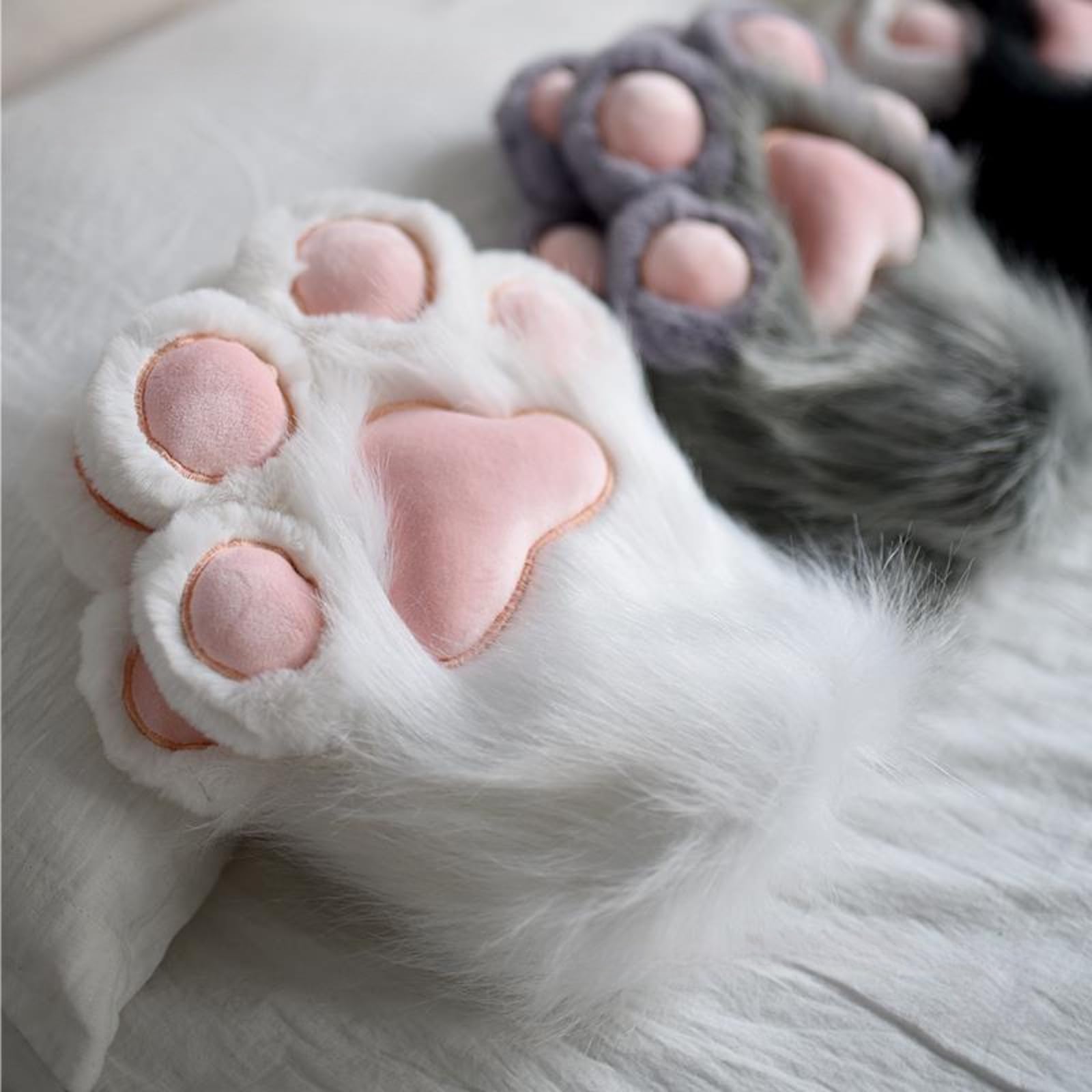 1 para Plush Fur Paws Mittens, Fursuit Paws, Cat Paw Gloves, Furry Paw Gloves Plush Furry Paws Mittens Therian Gloves