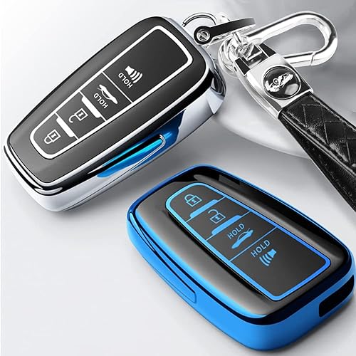 Miniatura 7 de QBUC Funda para llavero Toyota con llavero adecuada para RAV4 Camry Avalon C-HR Corolla GT86 Premium TPU Key Fob Case (estilo 1-azul)