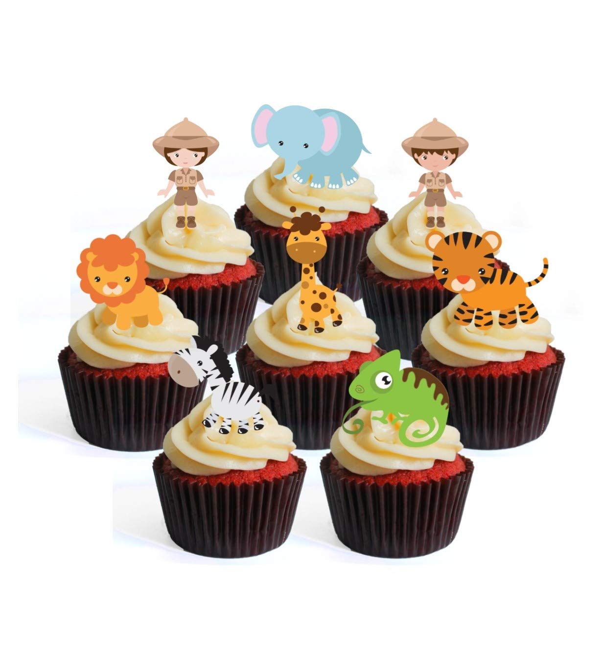 Buy Safari Theme Jungle Animals Edible Cupcake Toppers Stand Up Wafer