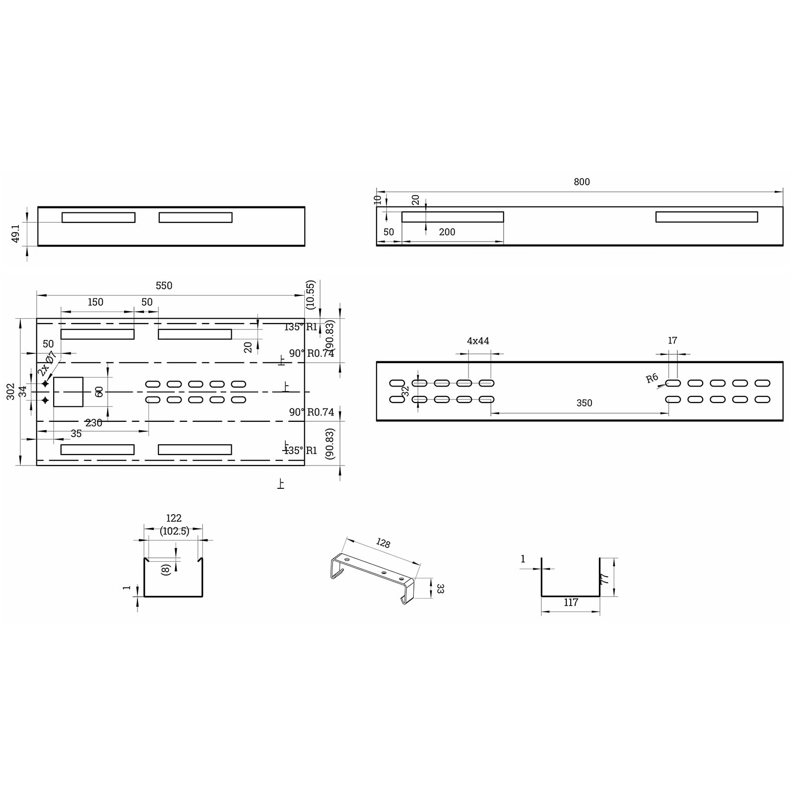 EISNHAUER® Kabelwanne Beam, extra Lange Kabelführung, flexibel verstellbar 110 bis 170 cm, Metall (Schwarz)