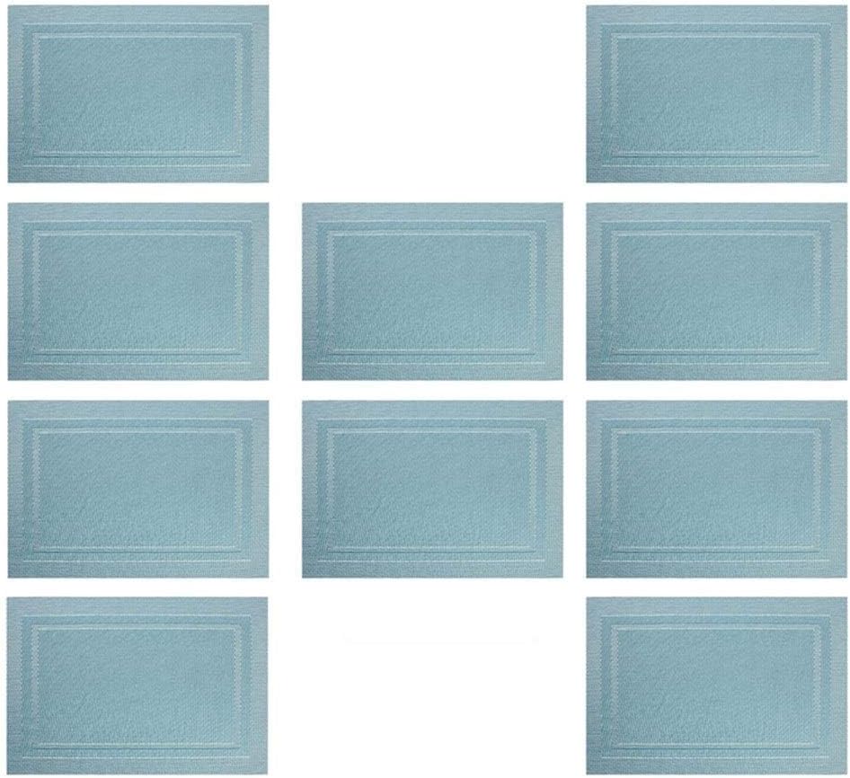 10pcs Rectangular PVC Placemat Waterproof Mat Coffee Cup Salad Bowl Tray Pad Bar Party Table Multi-Color Optional 45 * 30cm Place Mats (Silver Black) (Blue One Size)
