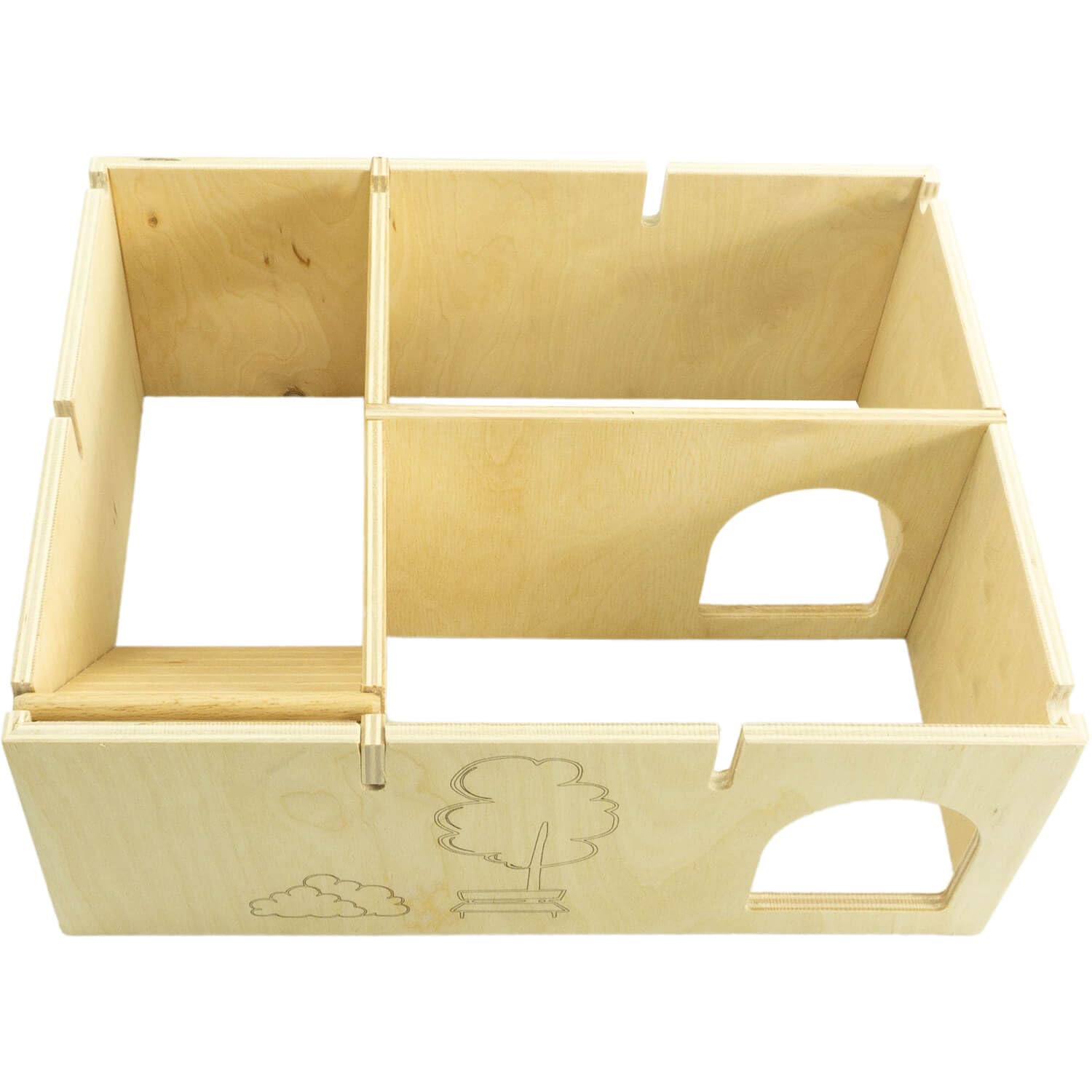 Getzoo Wohnhaus Eduardo - Individuell gestaltbares Kleintierheim aus robustem Multiplex Holz - Flexibles Design mit Leiter - Optimal für Nagetiere und Kleintiere (Eduardo)