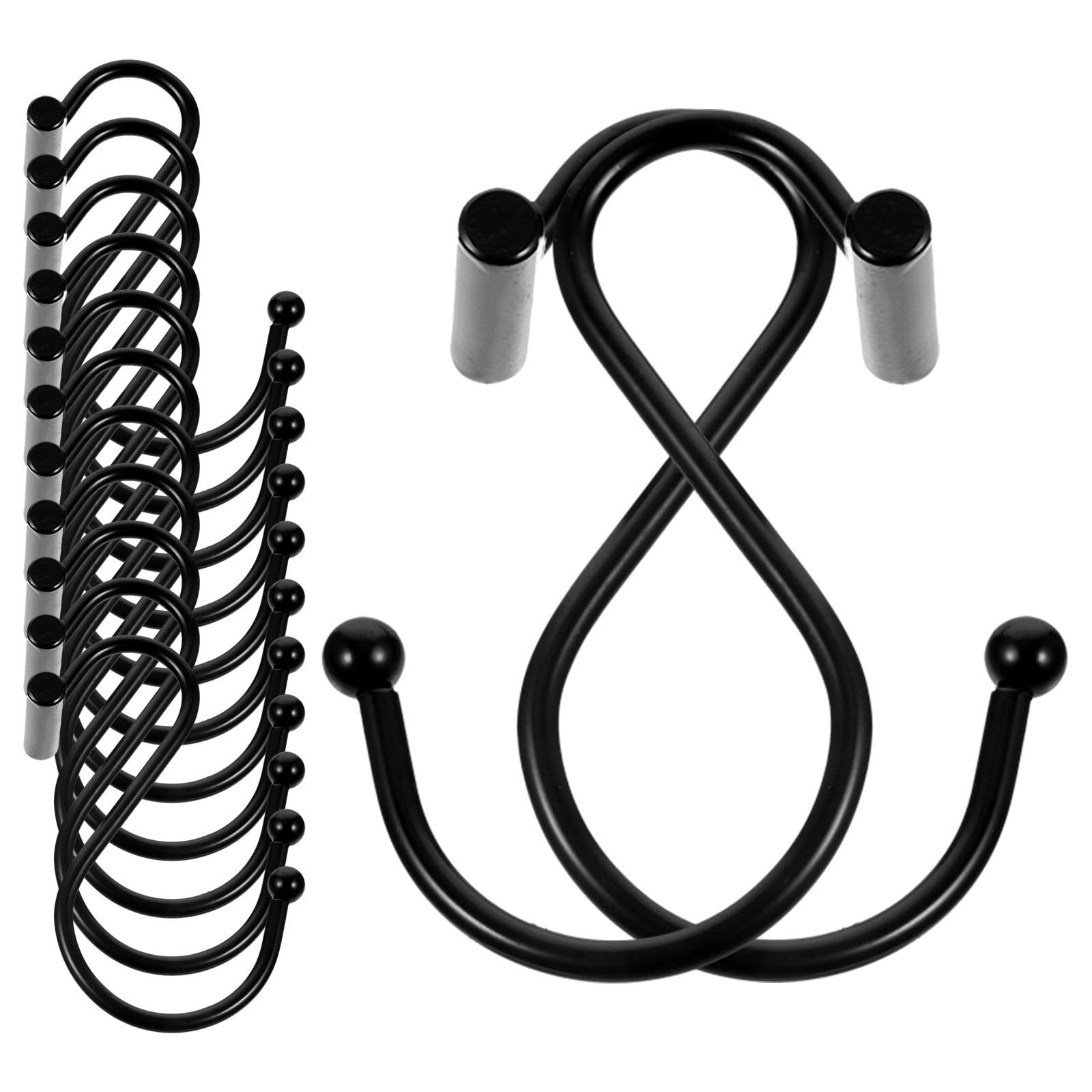 Ganchos para cortina de baño sencillos de instalar, pack de 24 soportes de hierro anti-tirones
