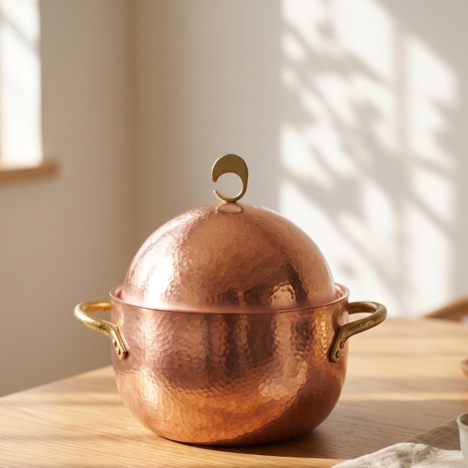 Pot Kupfertopf Kochtopf Suppentopf Schmorpfanne mit Strukturierter Oberfläche Und Warmem Kupferton Samt Passendem Deckel, Gebrannte Farbe, Geschenkbox-Set Verdickt