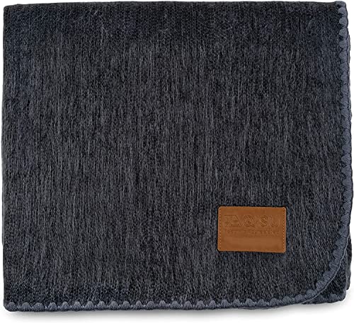 Qisu Alpaca Wool Blanket Throw | Large, Beautiful, Warm, Solid | 85 X 65 Inches | Ultra-Soft, Hypoallergenic And Breathable | Non-Itchy Or Scratchy Fabric (Dark Grey Solid) #TOP11