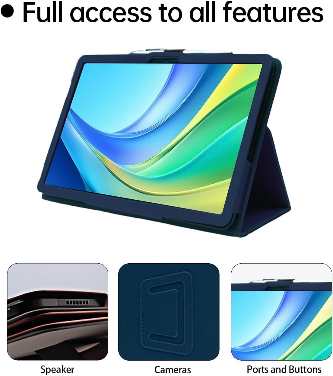 Case for DOOGEE Tab E3 Max Android 15 Smart Tablet 14 inch，WUNIAK Premium Leather Business Folio Stand Cover for DOOGEE Tab E3 Max Android 15 Smart Tablet 14 inch with Hand Strap for Tablet,Blue