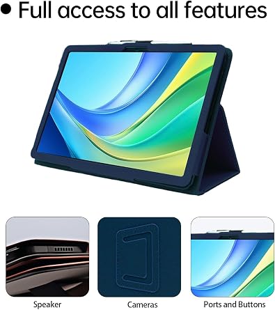 Case for DOOGEE Tab E3 Max Android 15 Smart Tablet 14 inch,WUNIAK Premium Leather Business Folio Stand Cover for DOOGEE Tab E3 Max Android 15 Smart Tablet 14 inch with Hand Strap for Tablet,Blue