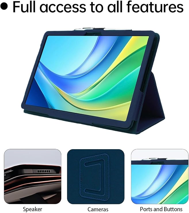 Case for DOOGEE Tab E3 Max Android 15 Smart Tablet 14 inch,WUNIAK Premium Leather Business Folio Stand Cover for DOOGEE Tab E3 Max Android 15 Smart Tablet 14 inch with Hand Strap for Tablet,Blue