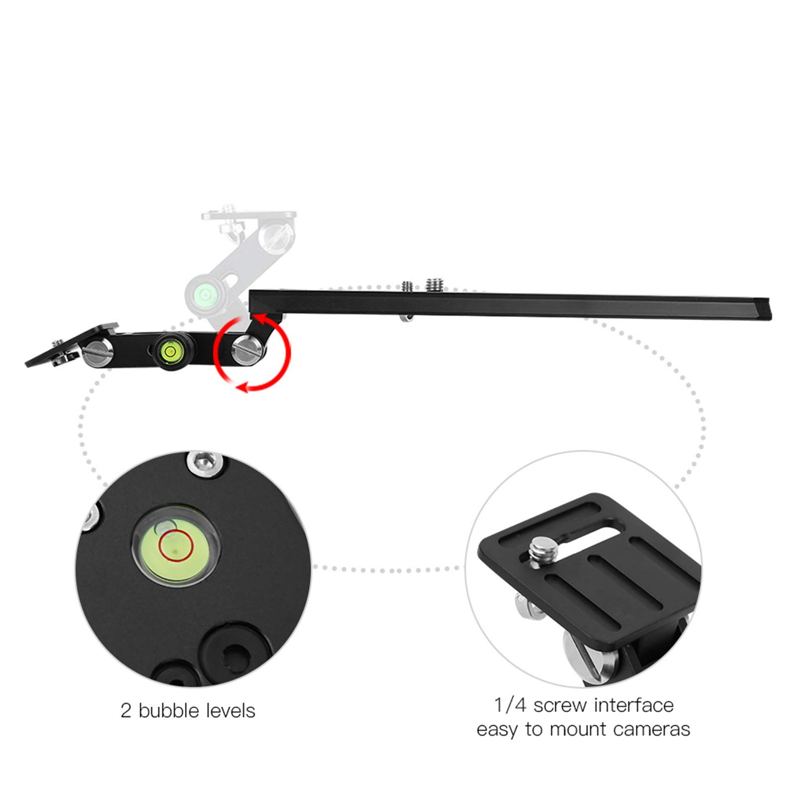 Supporto per teleobiettivo, Staffa per teleobiettivo portatile Supporto per obiettivo pieghevole in metallo con messa a fuoco lunga Supporto per obiettivo zoom per morsetto per (F250-50)