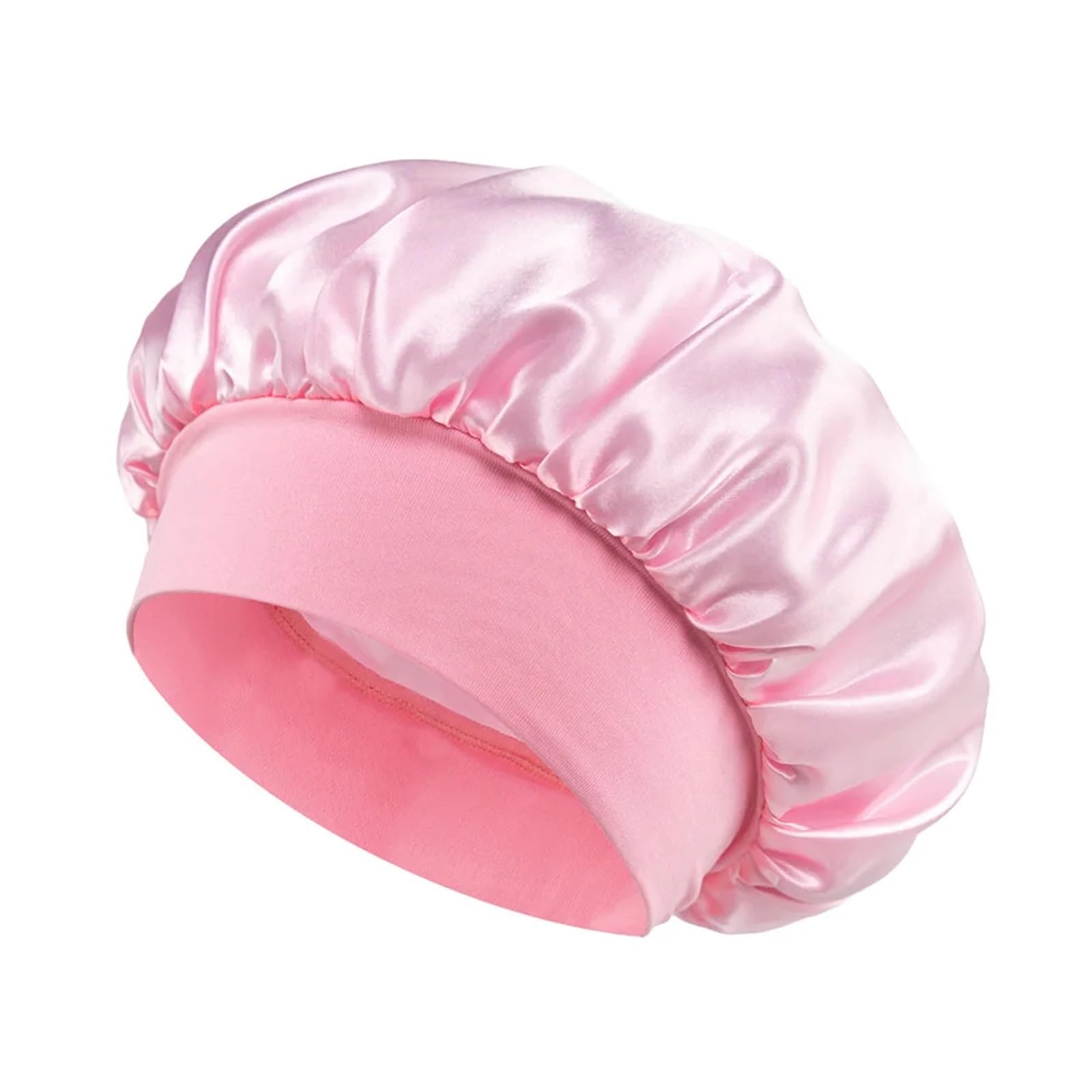 Gorro de noche satén for dormir, gorro turbante elástico banda ancha, for el cuidado del cabello, bufanda, pañuelo for la cabeza Para Inicio(Pink)