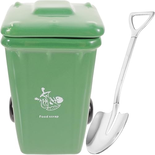 Luxshiny Divertida taza de café de porcelana con cubierta cuchara novedosa papelera taza de té de porcelana taza de agua taza de leche regalo