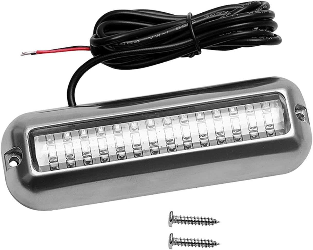 50W 42 LEDs Boat Transom Light Stainless Steel Waterproof Marine Boat Underwater Pontoon Transom Light Universal Blue/White/red for Marine Boat (Color : Red) (White)