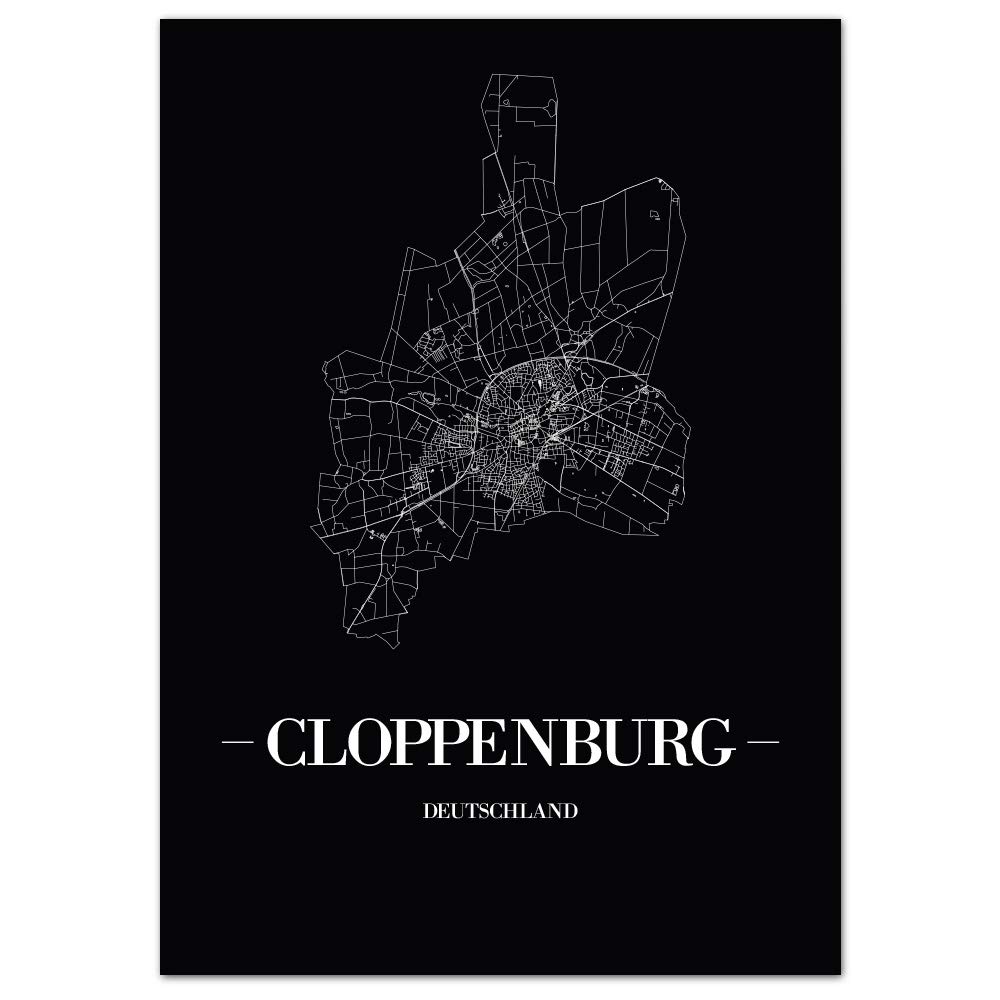 JUNIWORDS Berlin Poster 60x90cm - Schwarz Stadtplan Design