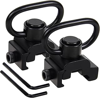 360° Rotation Sling Swivel Mounts, 2 Point and Traditional Sling Mount with 1.25"" Push Button QD Sling Swivels - Black (2 Packs) - Generic
