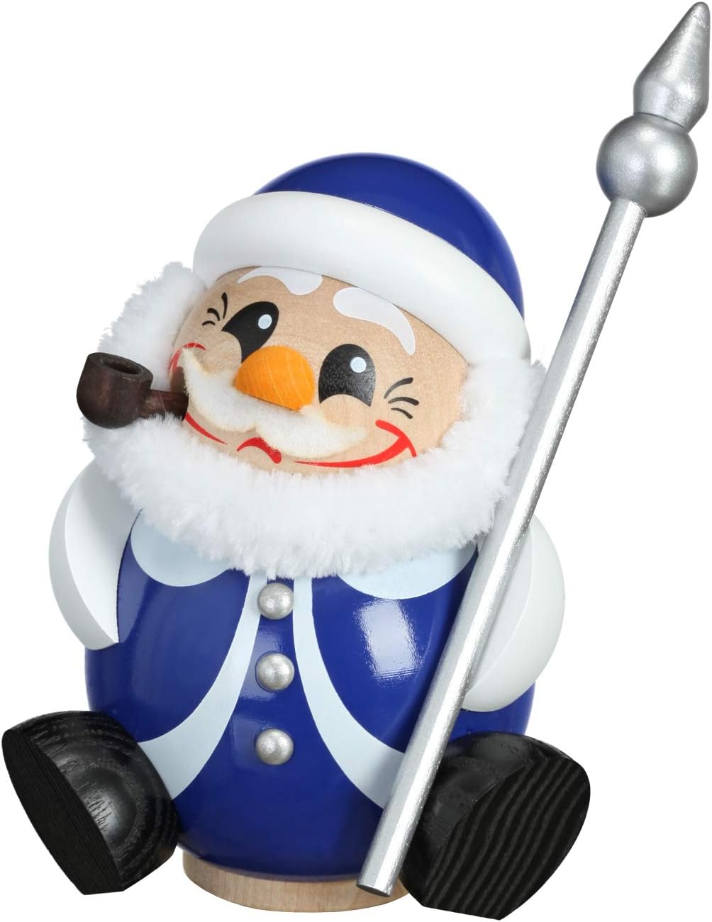 Seiffener VolkskunstWinter Incense Smoker Figurine Funny Ball Smoker Figure Smoker Father Frost Ded Morose Wooden Figure Height 12 cm