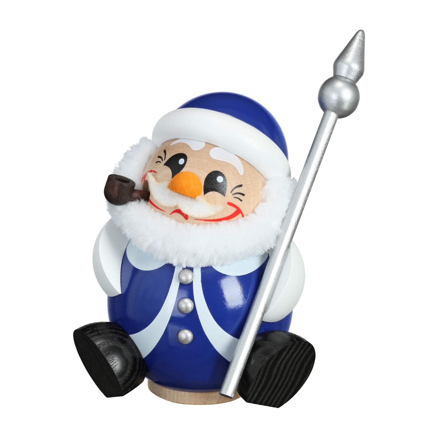 Seiffener VolkskunstWinter Incense Smoker Figurine Funny Ball Smoker Figure Smoker Father Frost Ded Morose Wooden Figure Height 12 cm